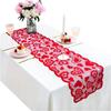 13 X 72 Inch Red Heart Lace Table Runner for Valentine's Day Decor
