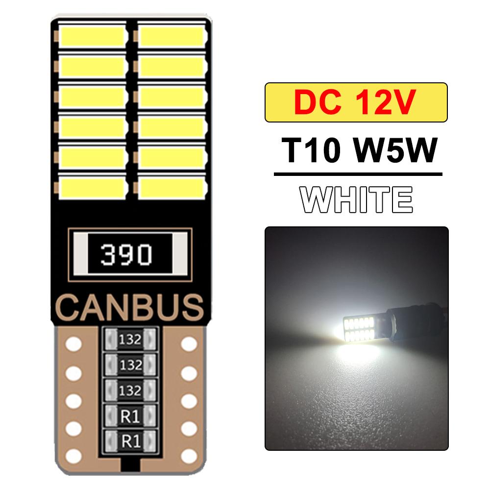

2-20 шт. 12 В 24 В T10 W5W светодиодная лампа CANBUS для салона автомобиля, купола, двери, бардачка, багажника, освещения номерного знака 4014-24SMD белый желтый 2 PCS