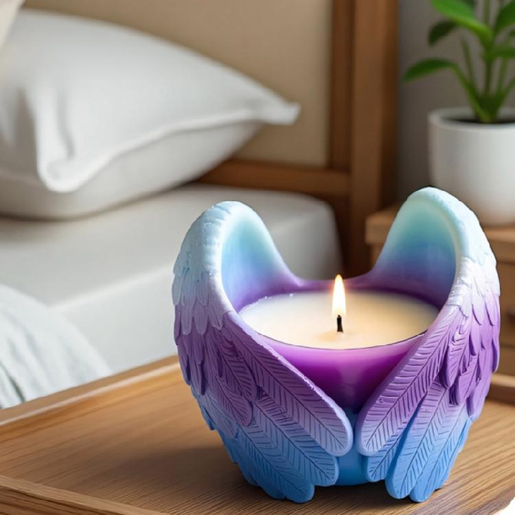 Reusable Angel Wing Silicone Mould Cement Planter Candle Holder Textured Surfaces Home Decoration