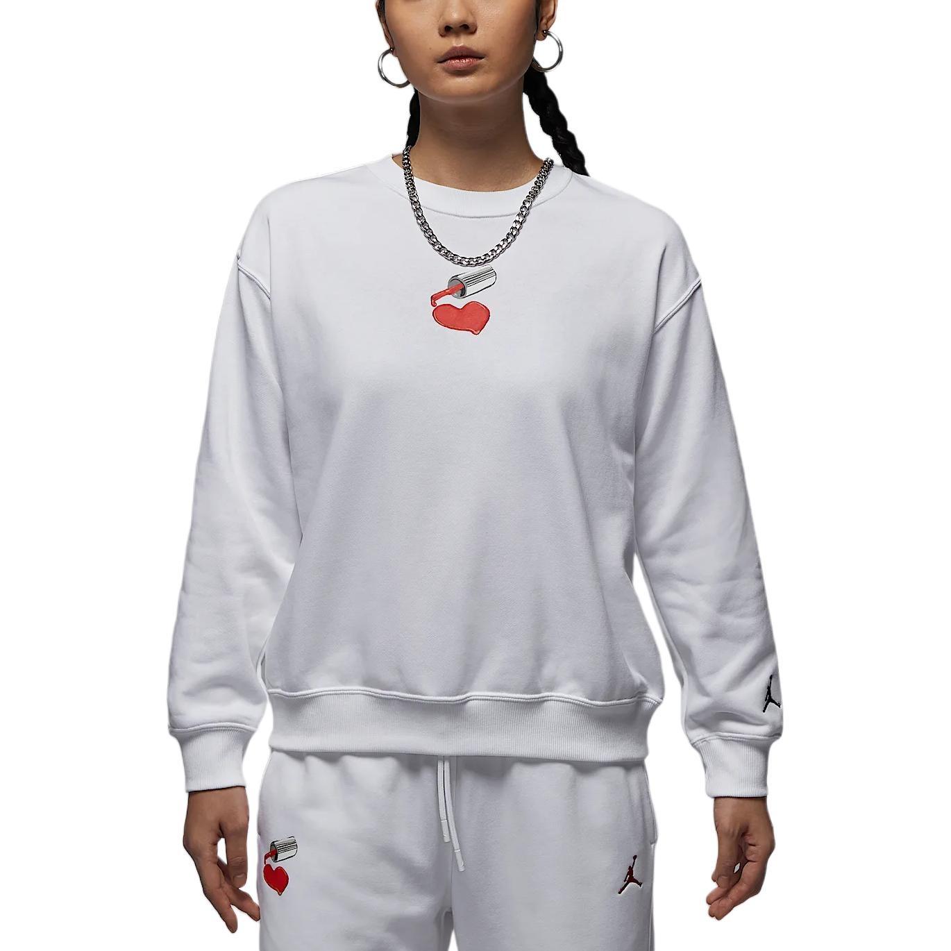 (WMNS) Air Jordan Brooklyn Fleece Crew Neck Sweatshirt Asia Sizing White Women s HV9371-100 L