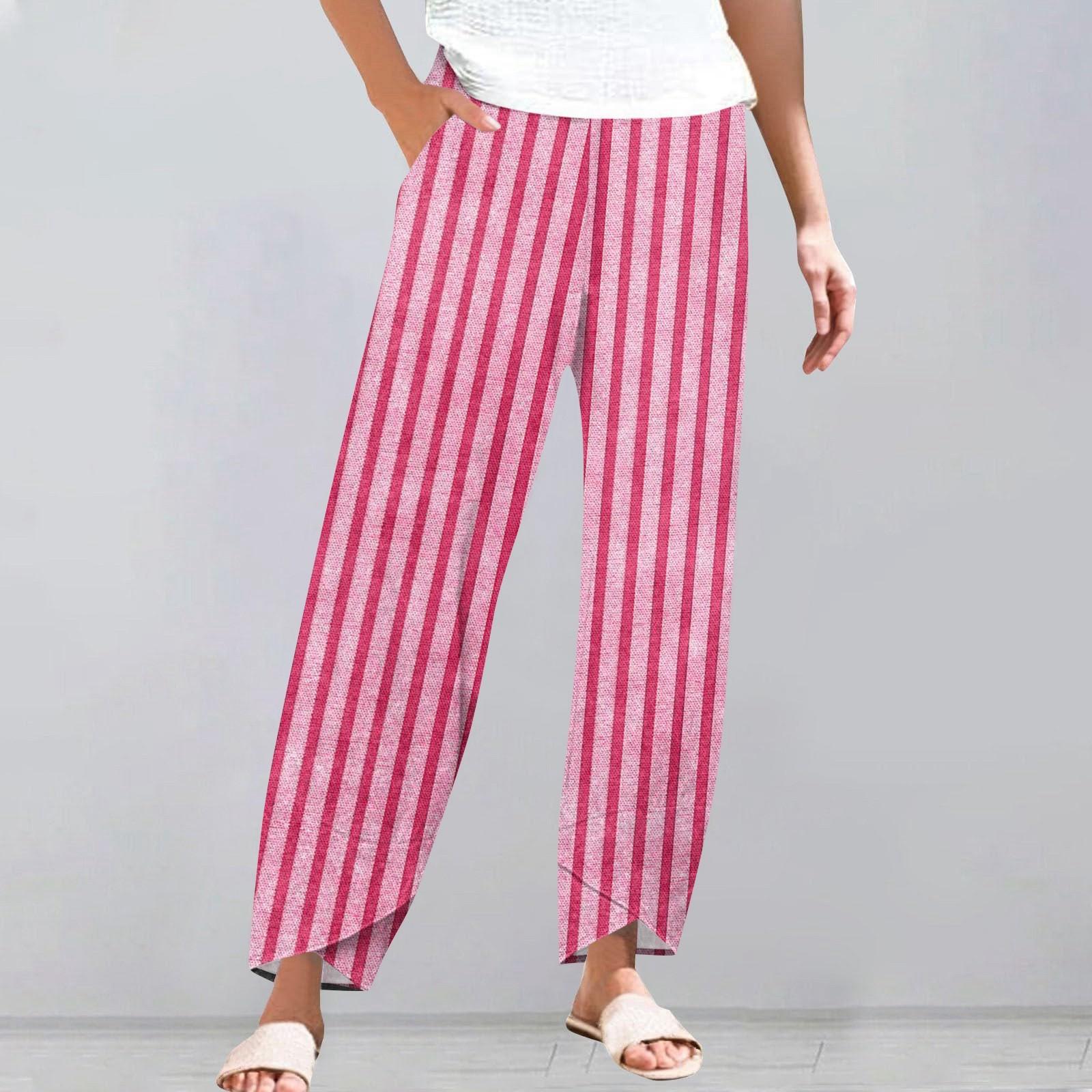 

Брюки женские летние повседневные широкие брюки с эластичной резинкой на талии и карманами S