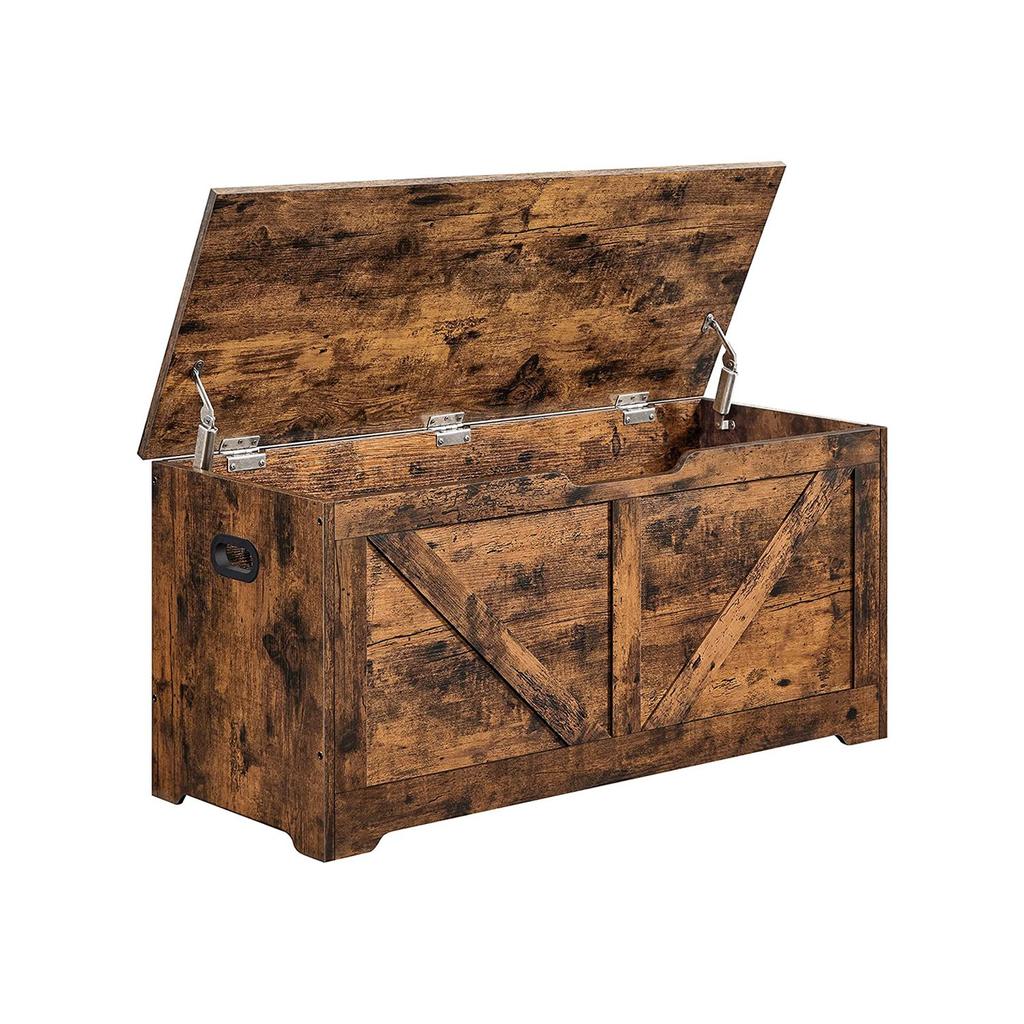 VASAGLE Storage Chest, Storage Bench, Blanket Box with 2 Safety Hinges, Shoe Storage Bench, Barn Style, 40 x 100 x 46 cm, for Hallway, Bedroom