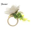 Woven Rope Napkin Rings Artificial Flower Ring Rustic Floral Holder with Faux Flax Holders Berries Elegant Farmhouse for Dining Table Decor