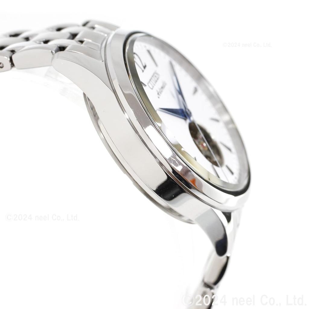 Citizen Automatic Open Heart Silver NH9131-73A Men's Watch, Design, See-Through Back, Waterproof, White,