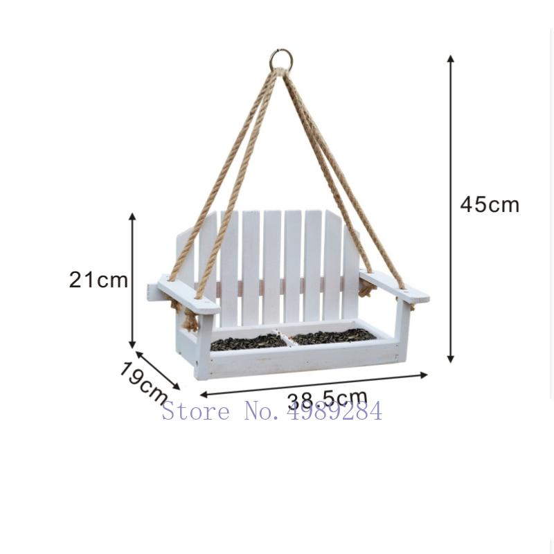 Creative Bird Feeder White Wooden Chair Garden Patio Outdoor Decoration Bird Supplies Feed Container Bird Feeding Supplies