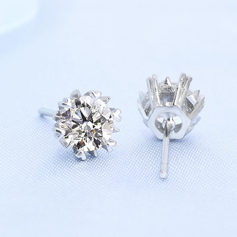 One-Carat Snowflake Diamond Earrings for Valentine's Day Gift