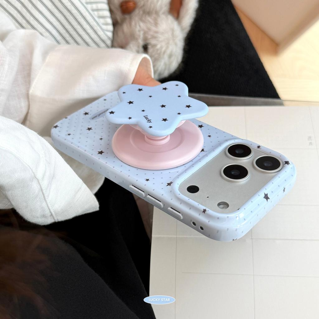 Full screen black star magnetic suction bracket is suitable for 17 Apple 17pm soft film glossy iphone16 mobile phone case 15 Korea