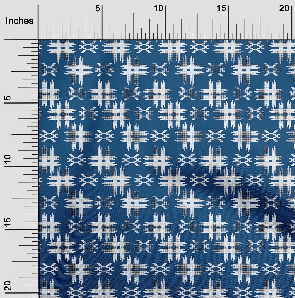 oneOone Tissu Coton Flex Imprimé Kasuri à Carreaux Tissu au Mètre Largeur 40 Pouces