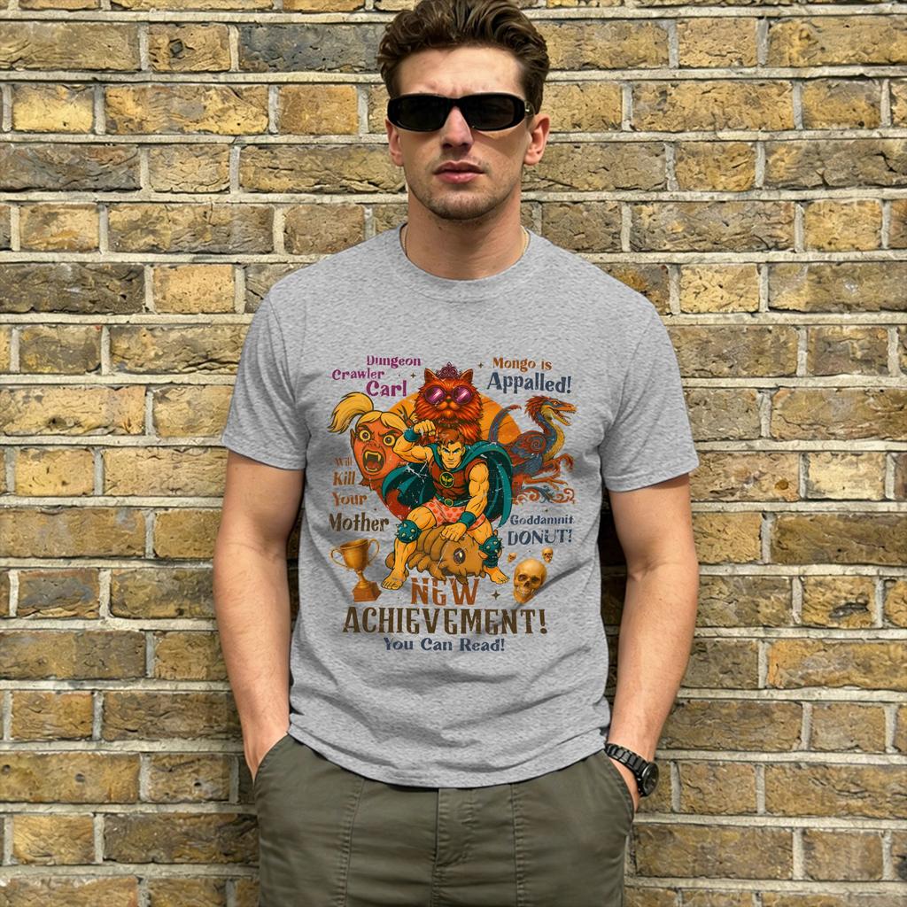 Dungeon Crawler Carl T Shirts for Unisex 100 Cotton Vintage TShirt O Neck Retro Bookish Tee Shirt Short Sleeve Tops Plus Size