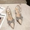 2026 Neue Damen-Kristallsandalen Klassische Fee Schleife Hohe Absätze Sommer Neu Wasserdiamant Feiner Absatz Brautjungfer Hochzeits schuhe