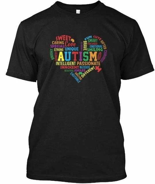 Autism Awareness Heart T Shirt Made In the USA Size S To 5XL