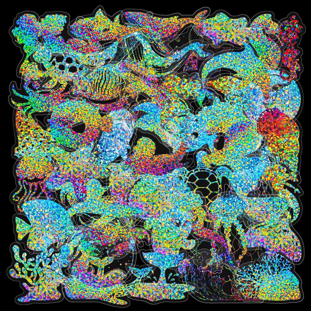 100 Transparent Laser Stickers, Underwater World Stickers Pet Colorful Gooka Material Decoration Diy Holographic Stickers