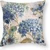 Short Plush Floral Pillowcase Blue Decorative Pillow Cover Flower Farm Cushion Cover Home Sofa Decoration