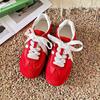 Red Women's Spring New Breathable Ballet Style Flat Bottom Casual Feet Small Retro Sneakers