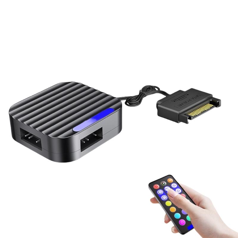 

Compactly 5V 3Pin ARGB Hub with Builts in Lighting Mode and Button Control for Customizable PC Argb Effects with Remote