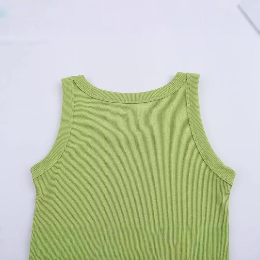 2025 Spring Women's European-American Ribbed Cotton Knitted Vest