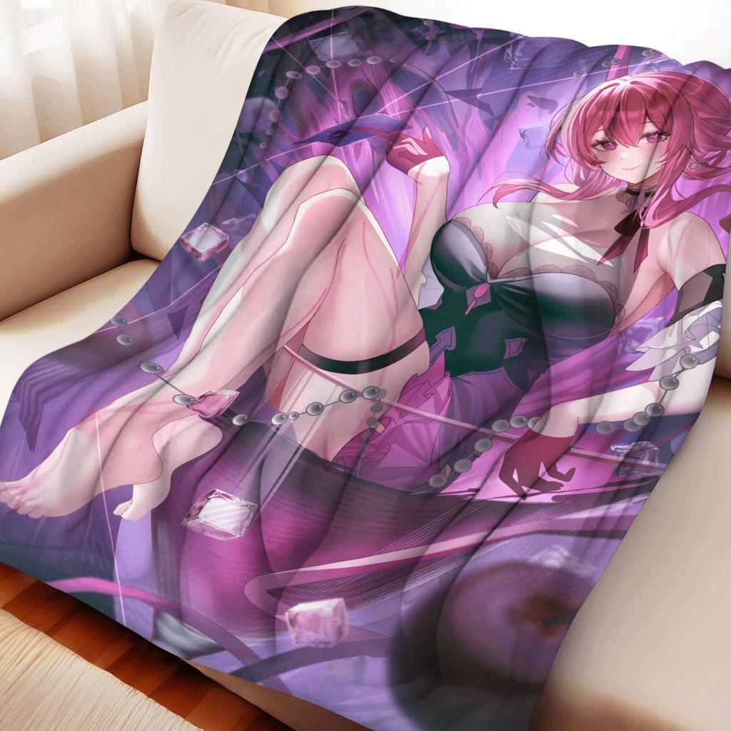Cartton Kafka Purple Flannel Blanket Anime Honkai Star Rail Printed Warm Soft Blankets Decor Home Bed Multifunctional Blankets