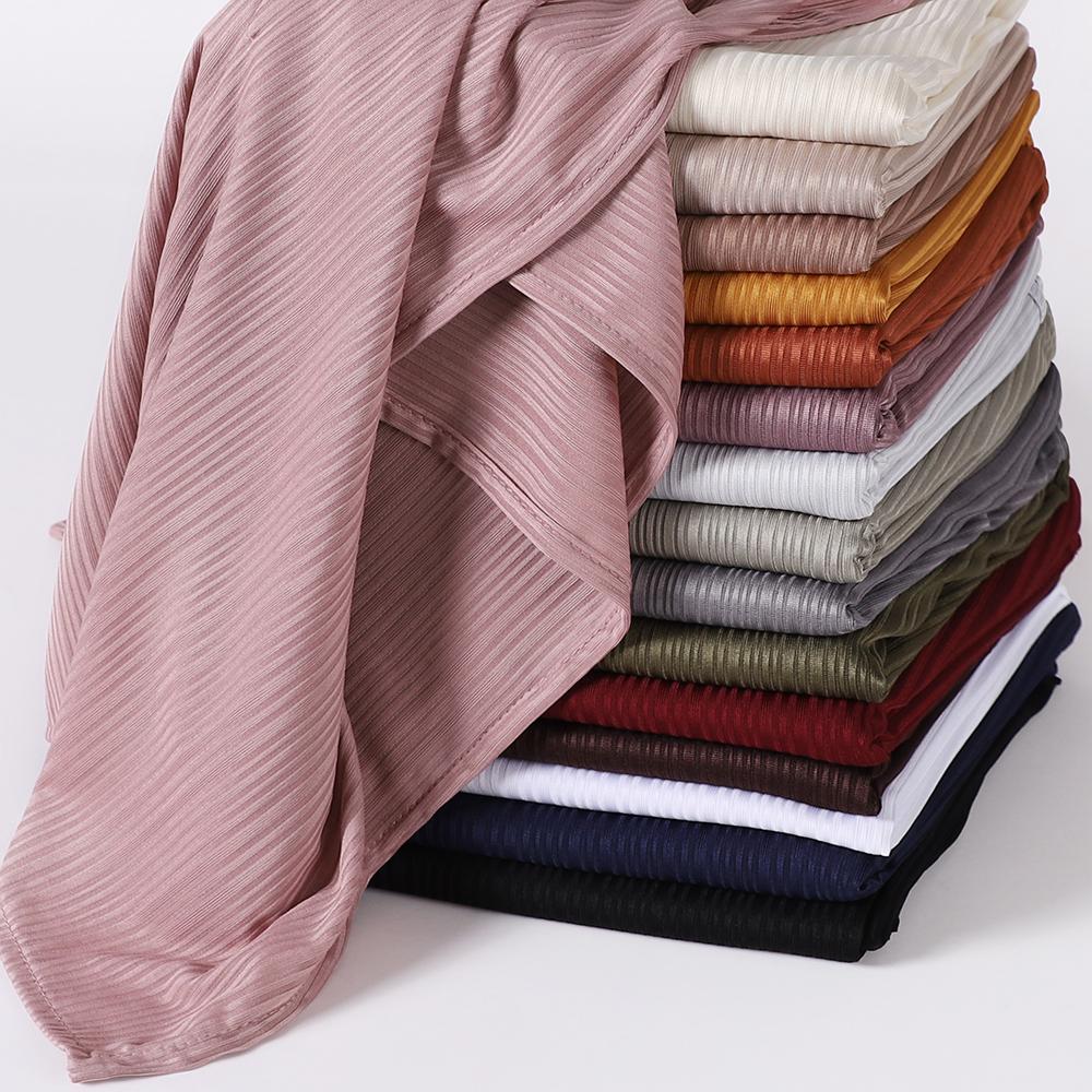 Ribbed Jersey Hijab Muslim Plain Scarf Crepe Hijab Scarf Soft Islamic Shawl Wraps Headband Voile Femme Musulman
