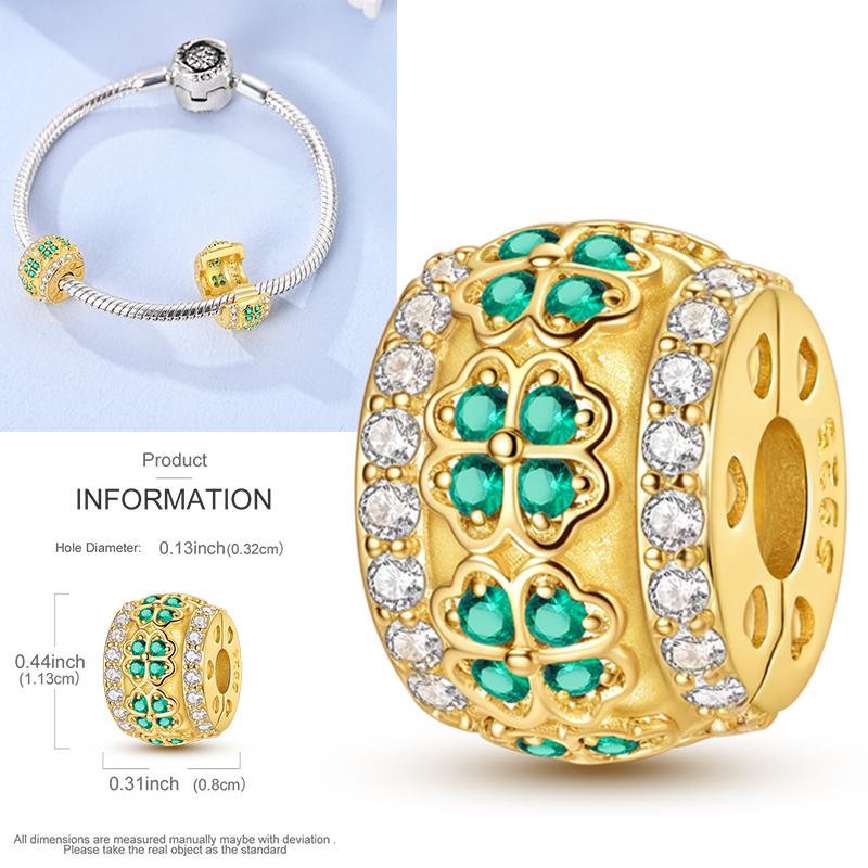 Neuer 925er Silber Kaktus Kleeblatt Anhänger Frühlingsgrüne Serie Perlenanhänger Für Original Perlenarmband DIY Schmuck