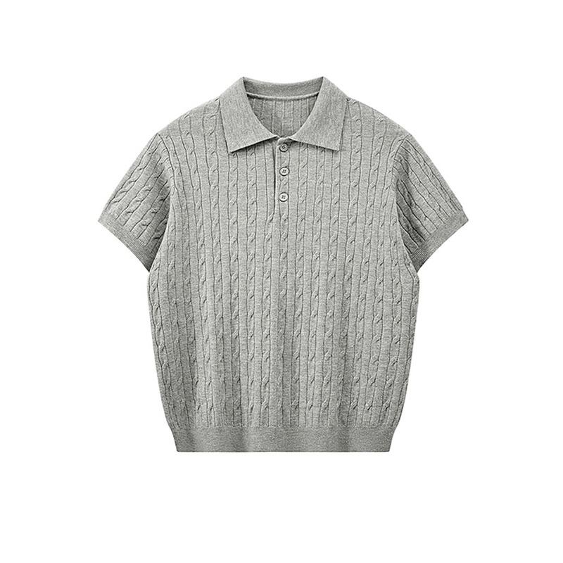 Men S Short Sleeve Polo Shirt Knit Ice Silk Summer Casual