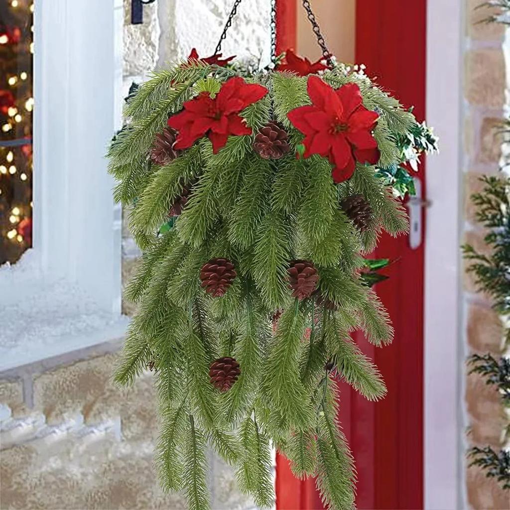 Weihnachtsbaum Hängepflanzen Tränentropfenförmige Weihnachts-Wanddekoration Festival Dekorative Pflanze Hohe Qualität Für Treppengeländer