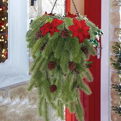 Weihnachtsbaum Hängepflanzen Tränentropfenförmige Weihnachts-Wanddekoration Festival Dekorative Pflanze Hohe Qualität Für Treppengeländer