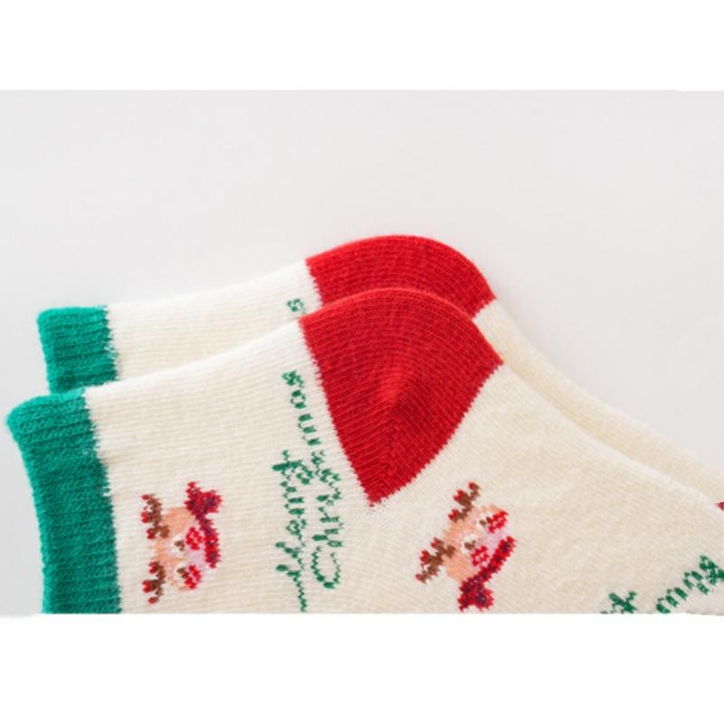 5Pairs/Set Children Christmas Socks Thicken Cotton Newborn Warm Sock Autumn Winter Baby Mid Tube Sock 0-6year Boys Girls Footwear