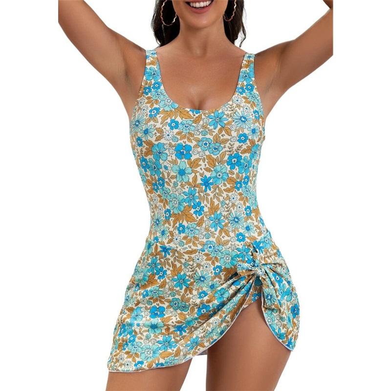 Women's One‑Piece Skirted Swimsuit, Sexy Slim‑Fit Printed One‑Piece Bathing Suit