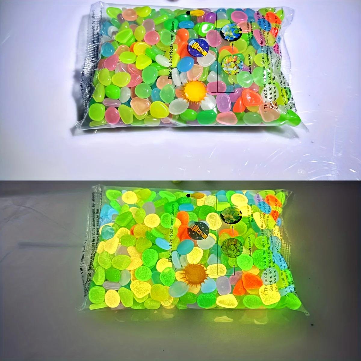 

100pcs Glow in The Dark Pebbles, Resin Luminous Stones for Landscape, Garden Paths, Potted Plants, Parks, Aquarium Decor