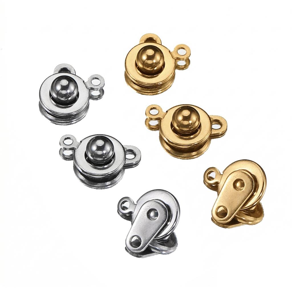 5/10 Stück Edelstahl-Druckknopfverschlüsse für Schmuckherstellung, ideal für DIY-Armbänder und Halsketten.