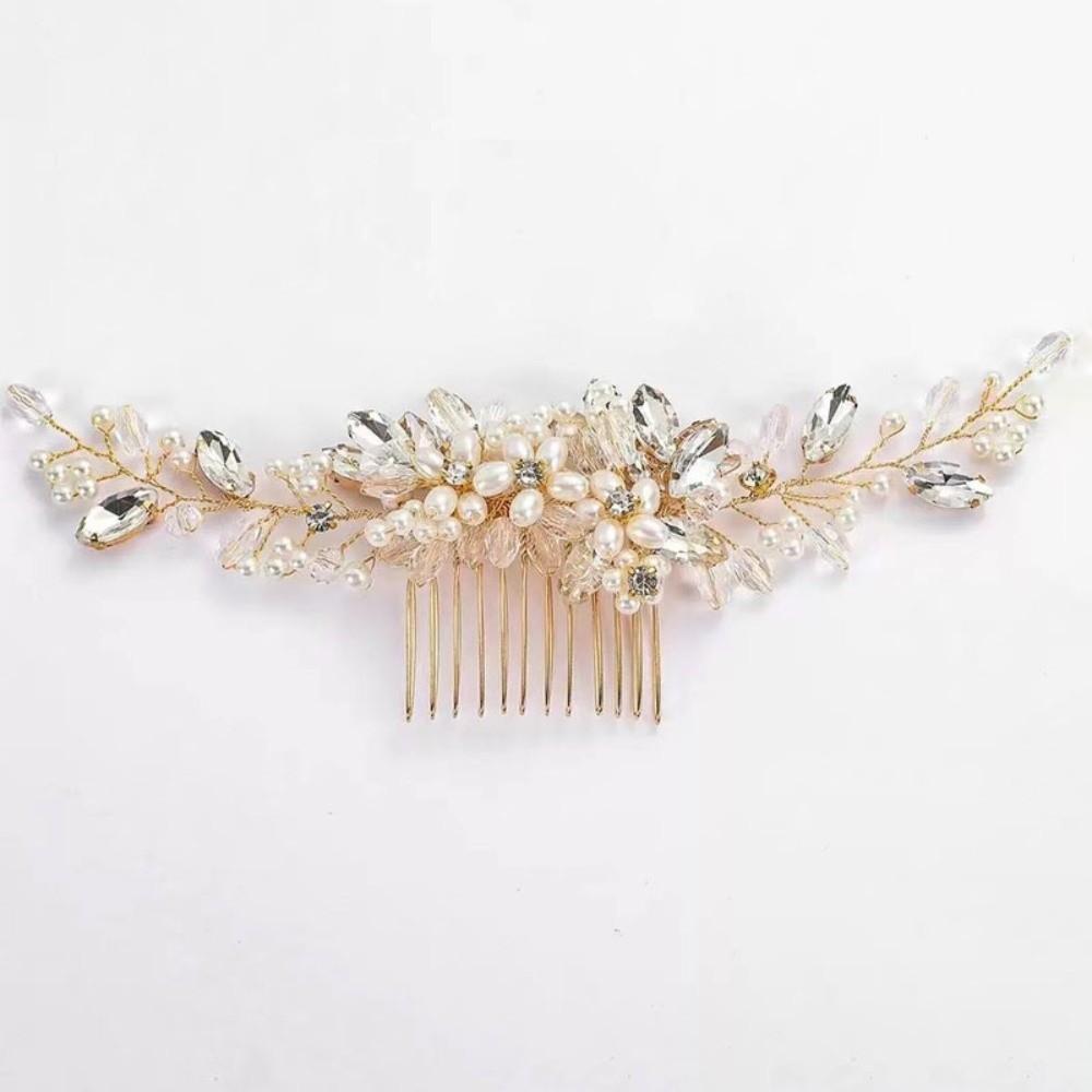 Luxury Pearl Hair Combs Exquisite Bridal Headpiece Toothed Insert Comb Wedding Ceremony