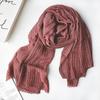 Gradient Color Block Bamboo Yarn Scarf for Women - Japanese Korean Mori Girl Style, Autumn Winter Cotton Linen Flax Shawl
