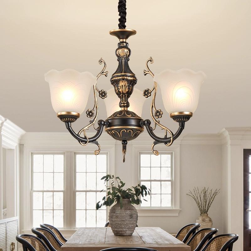 Living Room Pendant Light with Full Spectrum Eye Protection Retro Luxury and Grand Countryside Lighting Fixtures Bedroom and Dining Room Lights