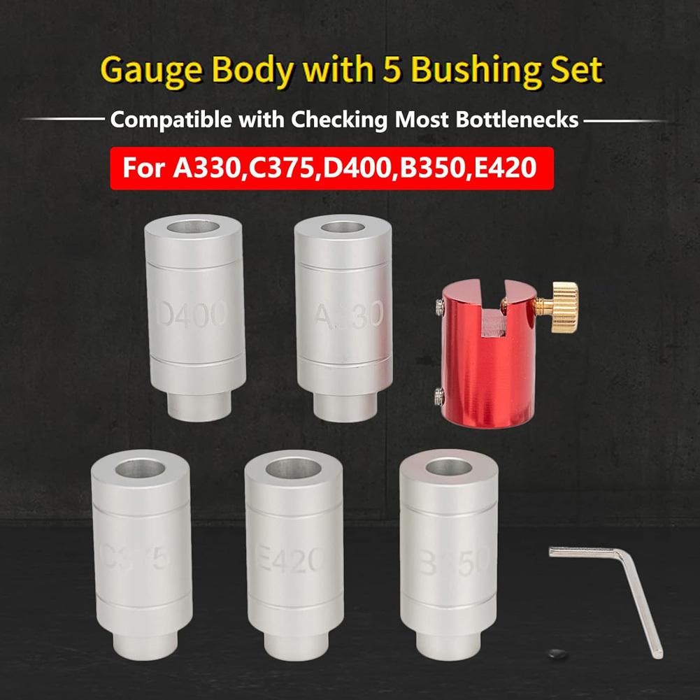 Gauge Body With 5 Bushing Set A330 C375 D400 B350 E420 Metal Headspace Gauge Kit Compatible With Checking Most Bottlenecks