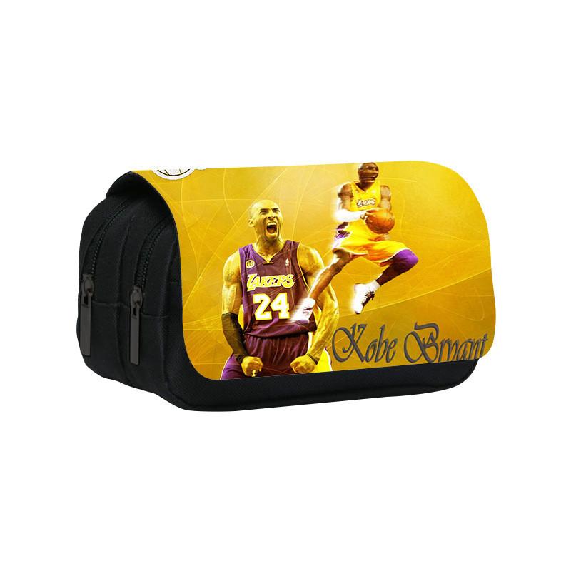 Kobe Bryant Double Layer Pencil Case With Nylon Material For Students And Nba Fans