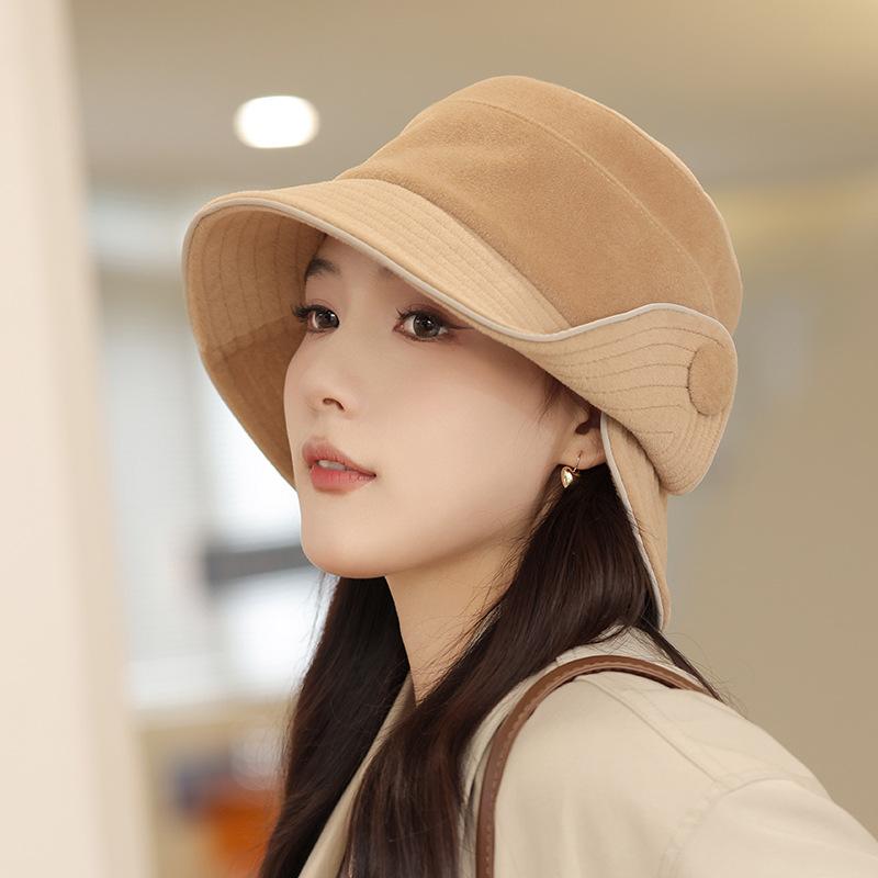 Hat Women's Year Autumn and Winter New Niche Bucket Hat Split Brim Design Sense Shows Washbasin Hat Commuting Versatile