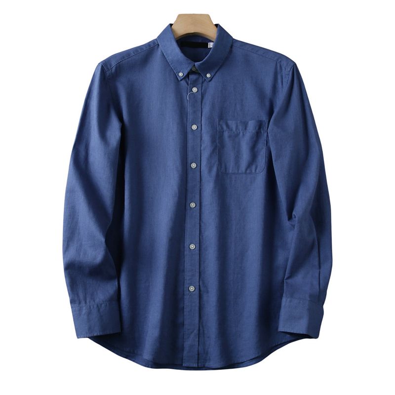 Early Autumn Welfare High Cost Performance Foreign Trade Tail Goods Men Lapel Casual Linen and Cotton Long Sleeve Shirts Top Plus Size