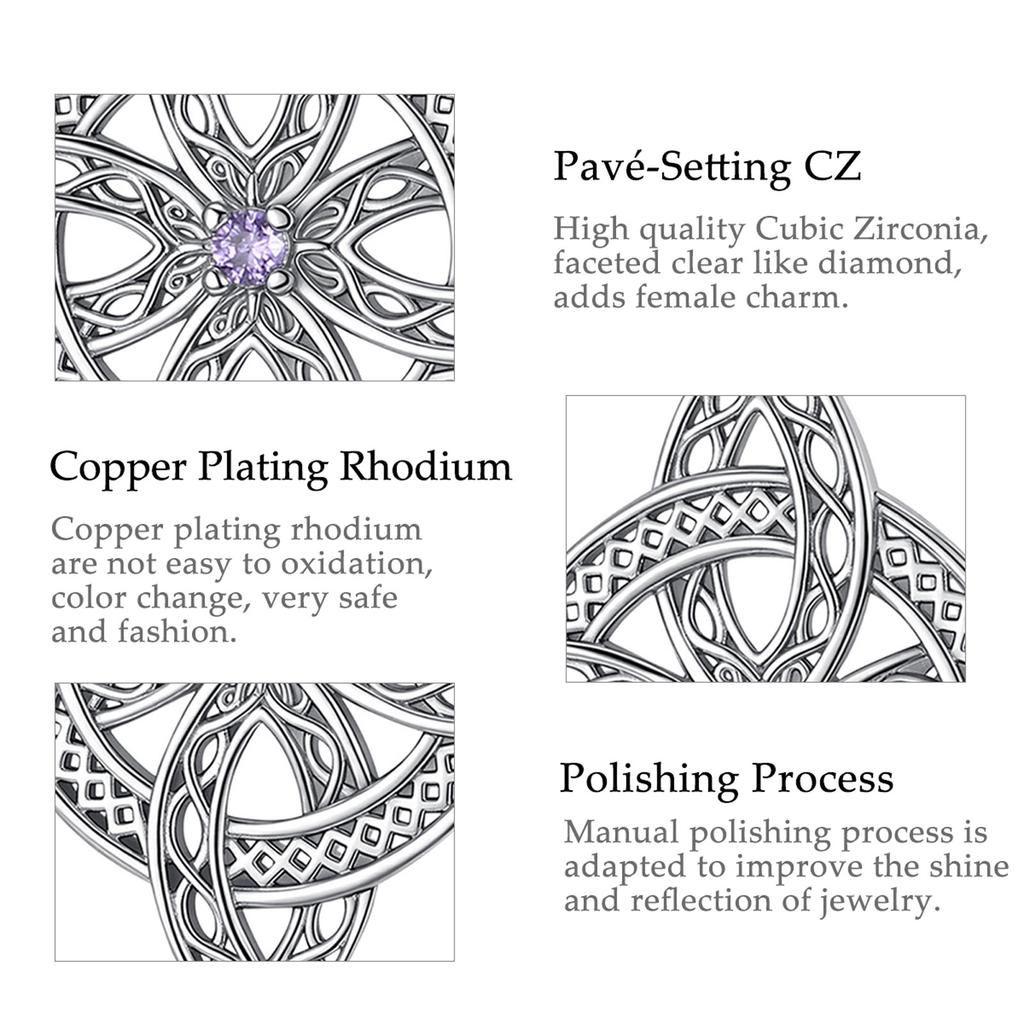 AEONSLOVE Magic Witch Knot Zirconia Pendant Copper Irish Celtic Knot Lucky Amulet Necklace Wicca Pagan Jewelry Gift for Women