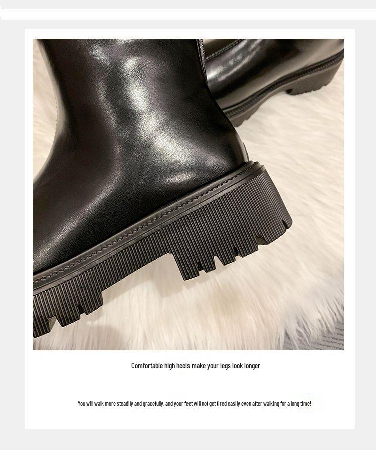 Women's 2025 Knee-High Waterproof Fleece-Lined Slimming Boots - Thick-Soled, Over-the-Knee, High-Top Cotton-Padded Winter Knight Boots.