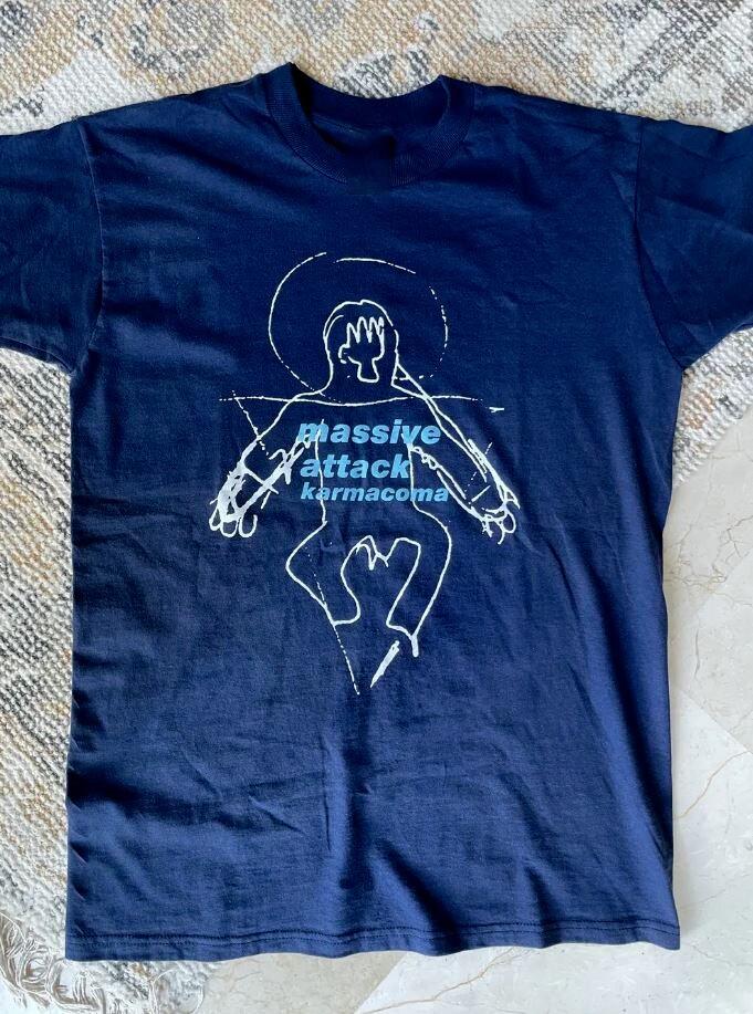 

Vintage Massive Attack Karmacoma Navy Tshirt Unisex 100% Cotton Shirt UU568 Unisex T-Shirt XXL