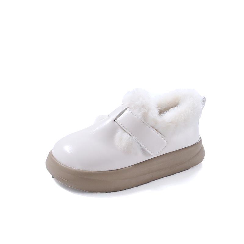 

Korean Style Girls Plush Cotton Velcro Leather Shoes - Thick Sole, Warm for Autumn/Winter 2025 Size 27: 16.8cm бежевий