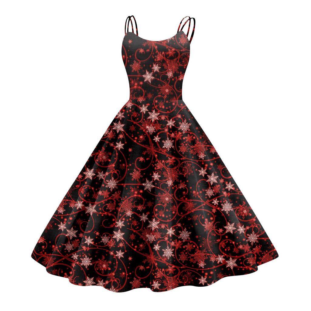 Damenmode Sexy trägerloses Gothic Cocktailkleid mit Weihnachtsgrafik, bedruckt, Vintage, lange Kleider