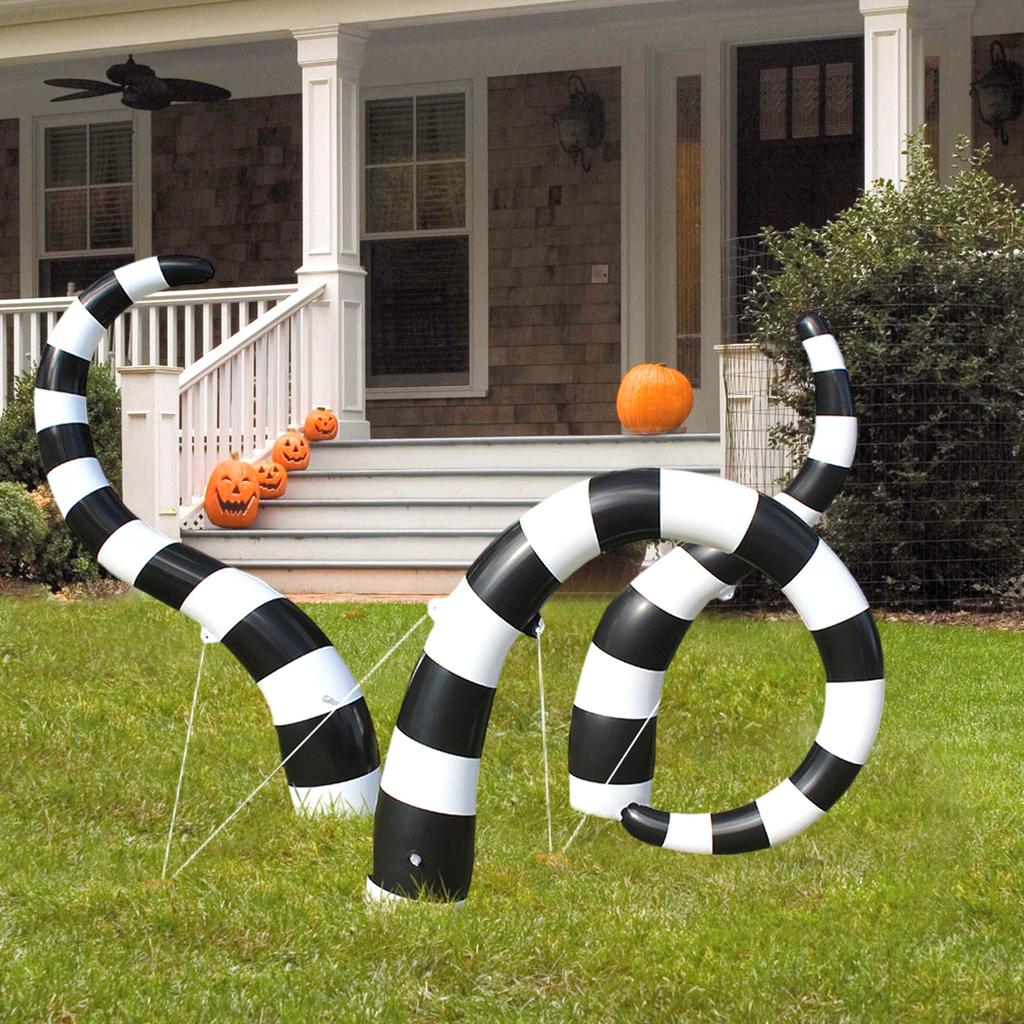 3 Pcs Halloween Sandworm Inflatable Decorations 6ft Glowing Giant Snake Patio Decoration With Built-in LED Sandworm Decoration For Halloween Outdoor