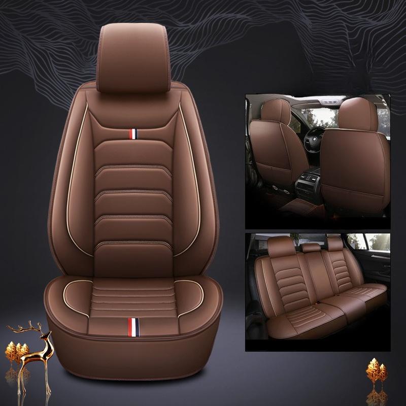 5-osobowe Pokrowce na Fotele Samochodowe ze Skóry PU z Stałym Podparciem Lędźwiowym, Wygodne, Oddychające, Stylowe, Pełne Pokrowce na Fotele Samochodowe, Pokrowce na Fotele Samochodowe na Cały Rok