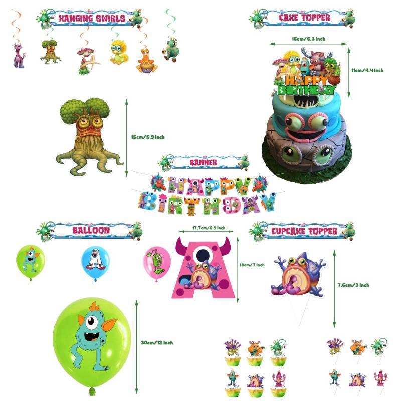 My Singing Monster Birthday Party Decorations Set Flag Balloons Cake Toppers And More