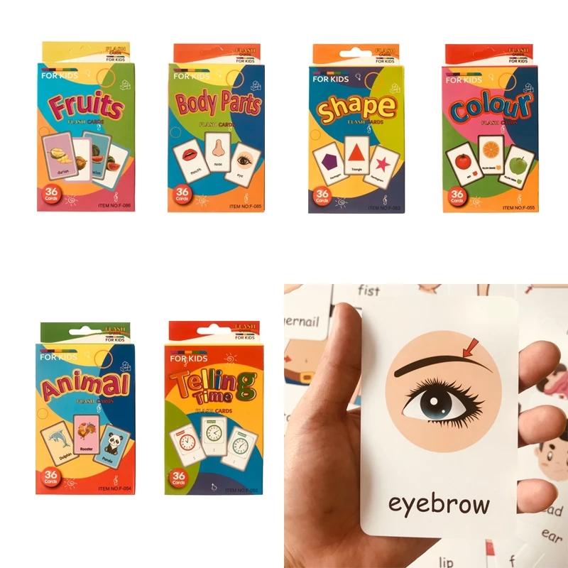 Children Cognition Cards Body Parts Animal Fruits English Word Animal Sheets Color Picture Vegetable Pictures Child Development