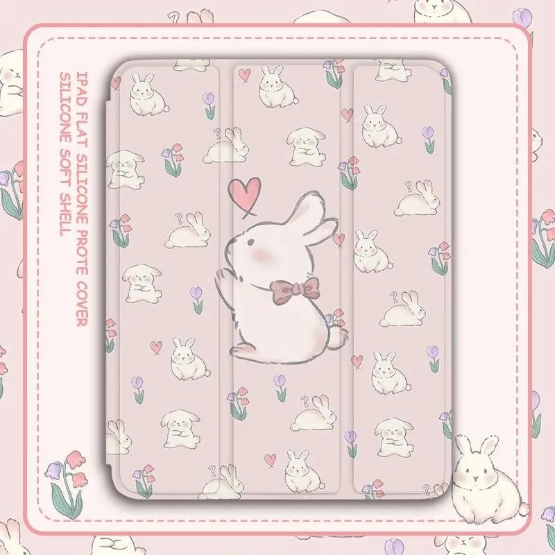 With Pencil Holder Cover for Samsung Tab S7 S8 S9 11 Plus S10 S9 12.4 Inch Pencil Case for Tab A9 8.7" Plus 11" Cartoon Bunny