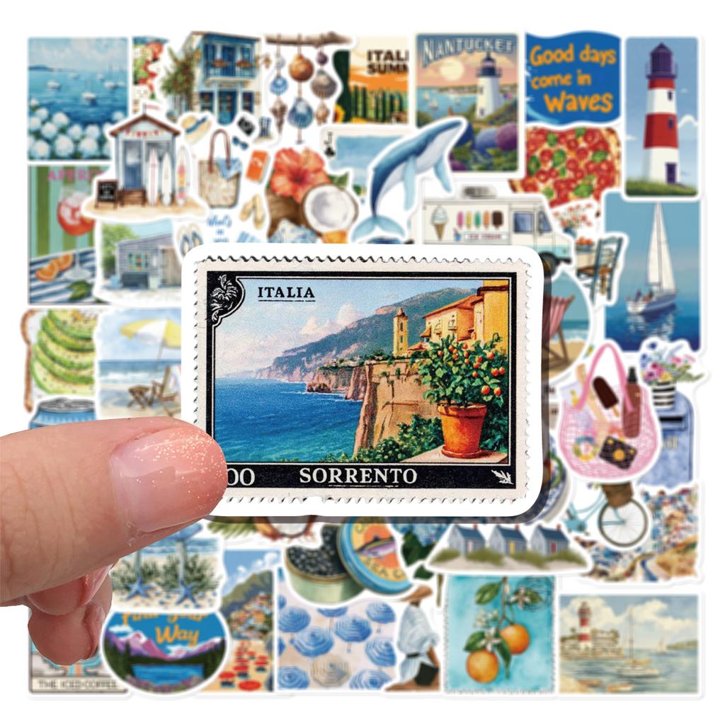 50 Pieces / 2 Designs of Graffiti Stickers for Coastal Vacation Style Computer Notebook Luggage Box Decoration Stickers