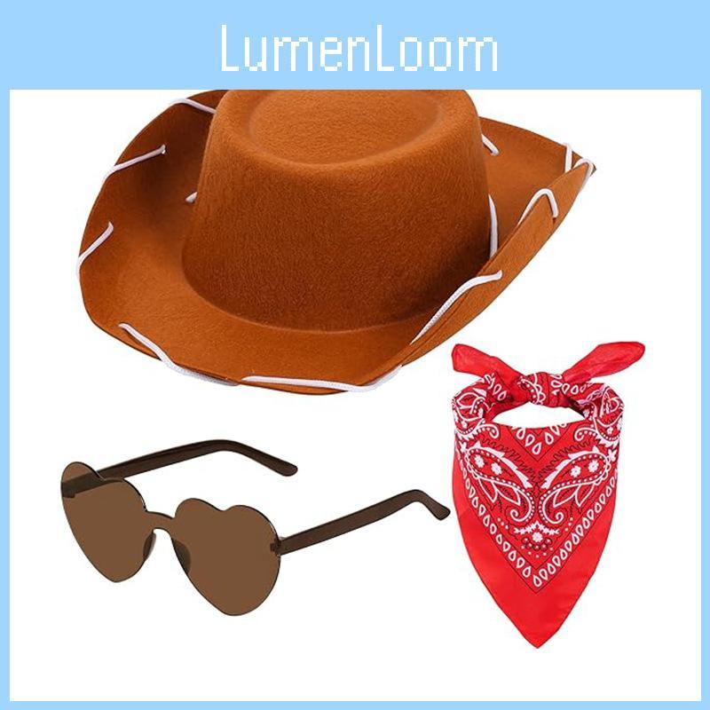 Solid Kids Color Western Cowboy Hat Glasses Bandana Accessories Holiday Party