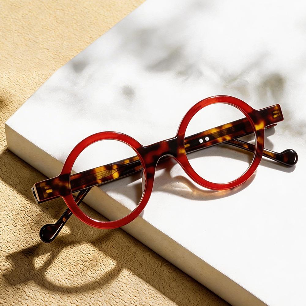 Handmade Thick Acetate Eyeglasses Men Round Brand Design Retro Glasses Frame Women Spectacles Eyewear
